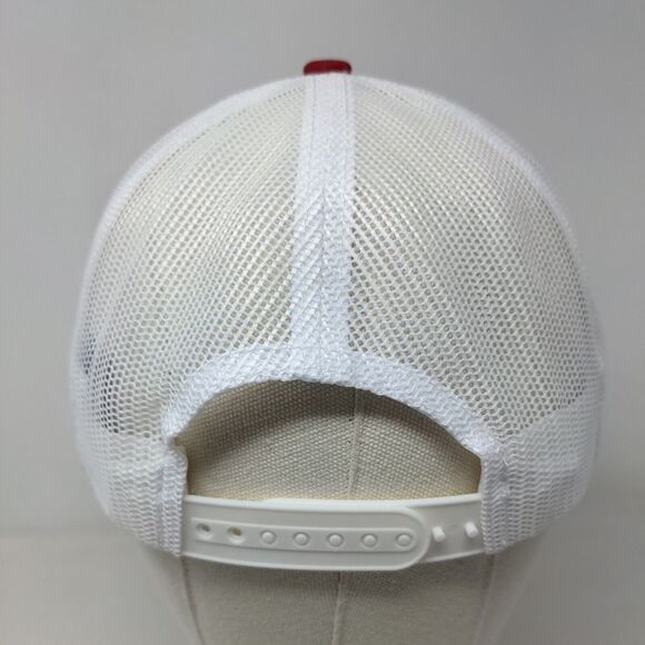 Con Fuerza Men's Snapback Mesh Back Hat Red White Embroidered Logo Adjustable - Picture 5 of 8